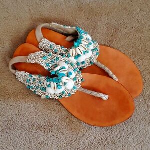 Handmade sandals with shells snd beads